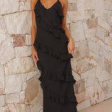 Mimi Soleil | Ruffle Maxi Wedding Guest Dress