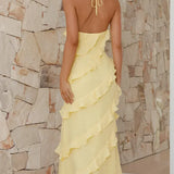 Mimi Soleil | Ruffle Maxi Wedding Guest Dress