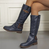 Lilo | Knee High Boots Leather Look Buckle Detail