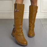 Lilo | Knee High Boots Leather Look Buckle Detail