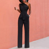 Lily | One Shoulder Belted Jumpsuit