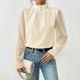 Avelisse | Gathered Neck Lace Sleeve Blouse