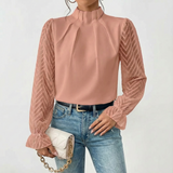 Avelisse | Gathered Neck Lace Sleeve Blouse