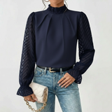 Avelisse | Gathered Neck Lace Sleeve Blouse