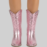 Corvessa | Western Ankle Boots Pointed Toe Embroidered Mid Heel