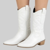 Corvessa | Western Ankle Boots Pointed Toe Embroidered Mid Heel