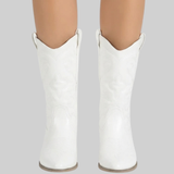 Corvessa | Western Ankle Boots Pointed Toe Embroidered Mid Heel