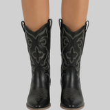 Corvessa | Western Ankle Boots Pointed Toe Embroidered Mid Heel