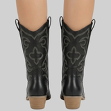 Corvessa | Western Ankle Boots Pointed Toe Embroidered Mid Heel