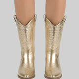 Corvessa | Western Ankle Boots Pointed Toe Embroidered Mid Heel