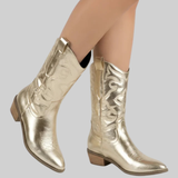 Corvessa | Western Ankle Boots Pointed Toe Embroidered Mid Heel