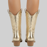 Corvessa | Western Ankle Boots Pointed Toe Embroidered Mid Heel