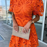 Etherea Bloom | Embroidered Puff Sleeve Dress