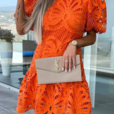 Etherea Bloom | Embroidered Puff Sleeve Dress