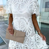 Etherea Bloom | Embroidered Puff Sleeve Dress