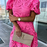 Etherea Bloom | Embroidered Puff Sleeve Dress