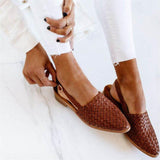 Tavira | Woven Leather Pattern Flats Cushioned Insole Flexible Sole