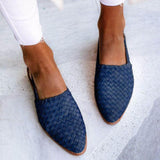 Tavira | Woven Leather Pattern Flats Cushioned Insole Flexible Sole