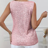 Zirelia | Sequin V Neck Top Sleeveless Shimmer Fit