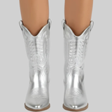Corvessa | Western Ankle Boots Pointed Toe Embroidered Mid Heel