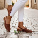 Tavira | Woven Leather Pattern Flats Cushioned Insole Flexible Sole