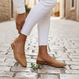 Tavira | Woven Leather Pattern Flats Cushioned Insole Flexible Sole