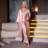 Olivia | Satin Three Piece Robe Nightwear Set