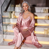 Olivia | Satin Three Piece Robe Nightwear Set
