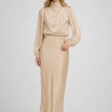 Celestine Bleu | Light Blue Satin Midi Dress