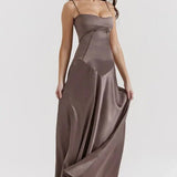 Gabriella Belle | Satin Corset Maxi Evening Dress