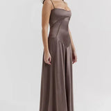 Gabriella Belle | Satin Corset Maxi Evening Dress
