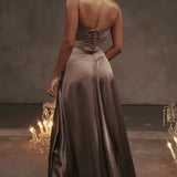 Gabriella Belle | Satin Corset Maxi Evening Dress