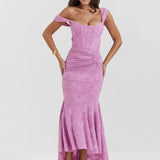 Rosalía | Textured Floral Pink Maxi Dress