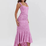 Rosalía | Textured Floral Pink Maxi Dress