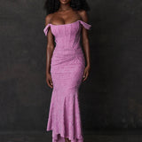 Rosalía | Textured Floral Pink Maxi Dress