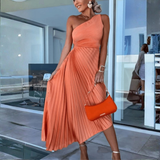 Amélisse Laurent | Pleated One Shoulder Wedding Guest Dress