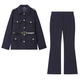 Vaelise | Two Piece Suit Set Utility Jacket Flared Pants