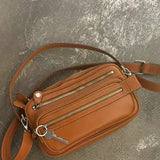 Luna Zip | Crescent Shoulder Bag with Silver Accents