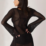 Aicha | Crochet Beach Cover Up Flared Sleeves Open Knit