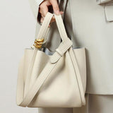 Aurelia Bucket | Structured Leather Tote with Gold Accents