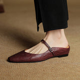 Virelia | Leather Mary Jane Mules Refined Pointed Comfort