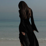 Coastal | Maxi Cover Up Long Sleeves Front Tie Ruffles