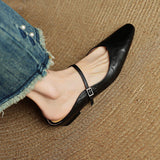 Virelia | Leather Mary Jane Mules Refined Pointed Comfort