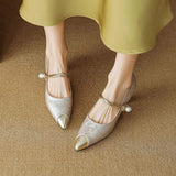 Savanna | Pearl Strap Kitten Heel Pumps