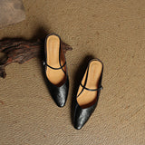Virelia | Leather Mary Jane Mules Refined Pointed Comfort