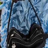 Luna Zip | Crescent Shoulder Bag with Silver Accents