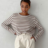 Monochrome Ease | Striped Knit Top with Relaxed Fit