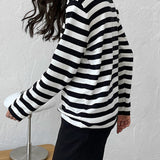 Monochrome Ease | Striped Knit Top with Relaxed Fit