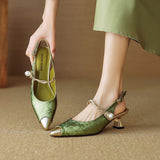 Savanna | Pearl Strap Kitten Heel Pumps