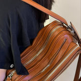 Luna Zip | Crescent Shoulder Bag with Silver Accents